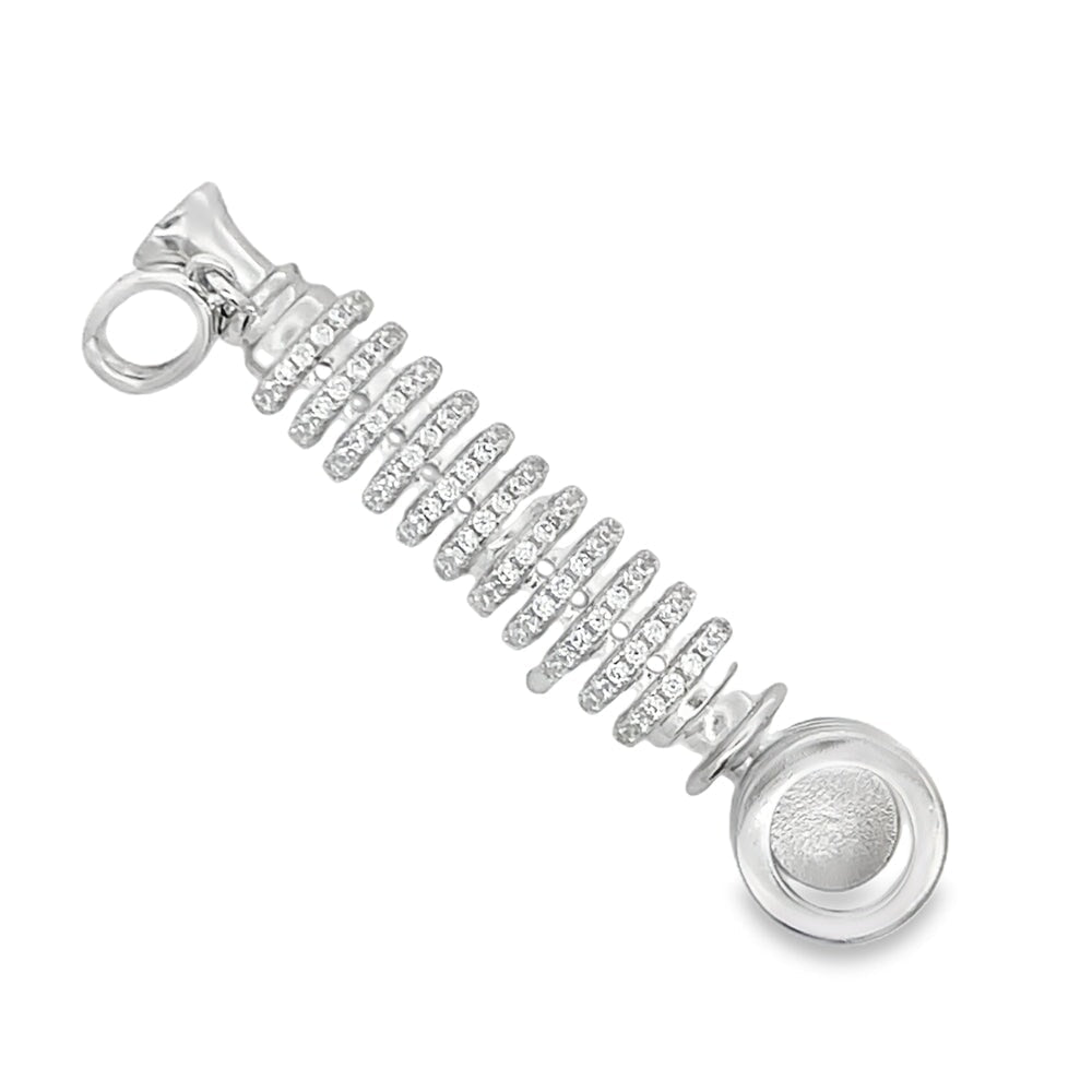 3D Smoking Pipe CZ Pendant .925 Sterling Silver