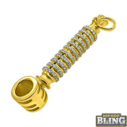 3D Smoking Pipe CZ Pendant .925 Sterling Silver