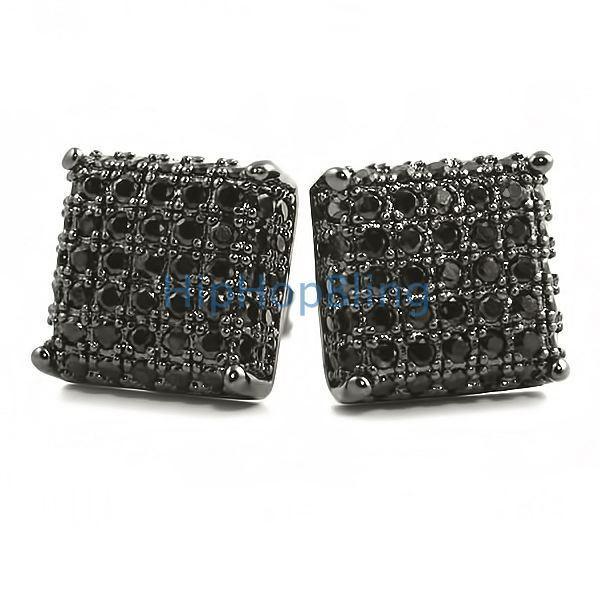 3D Square CZ Bling Bling Earrings
