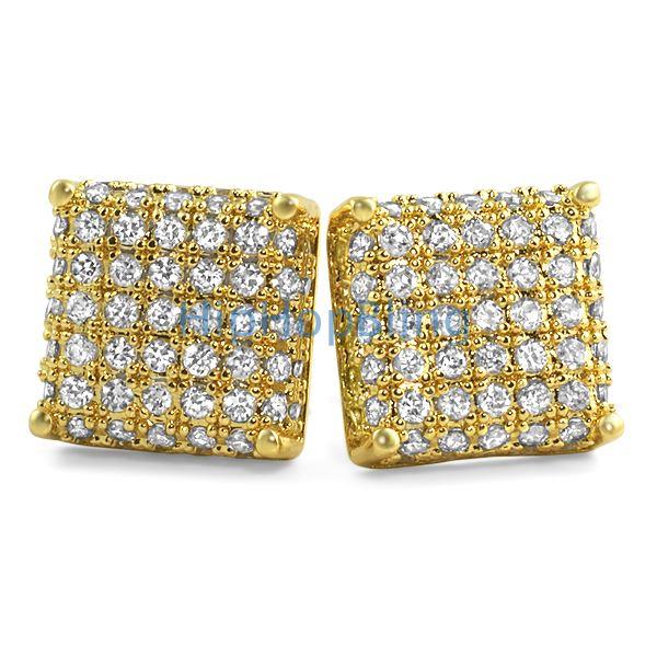 3D Square CZ Bling Bling Earrings