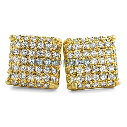 3D Square CZ Bling Bling Earrings