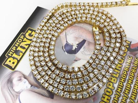 3MM 1 Row Gold CZ Tennis Chain Bling