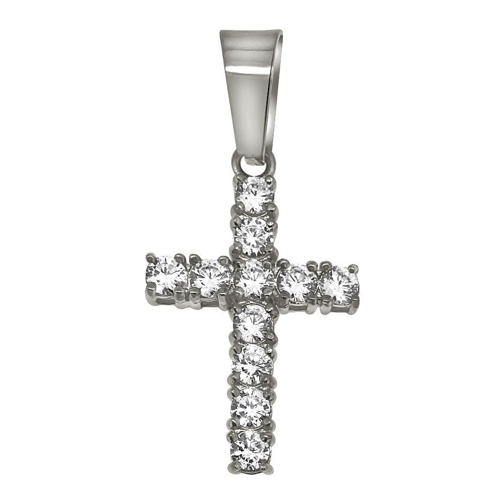 3MM CZ Tennis Cross Bling Bling Stainless Steel