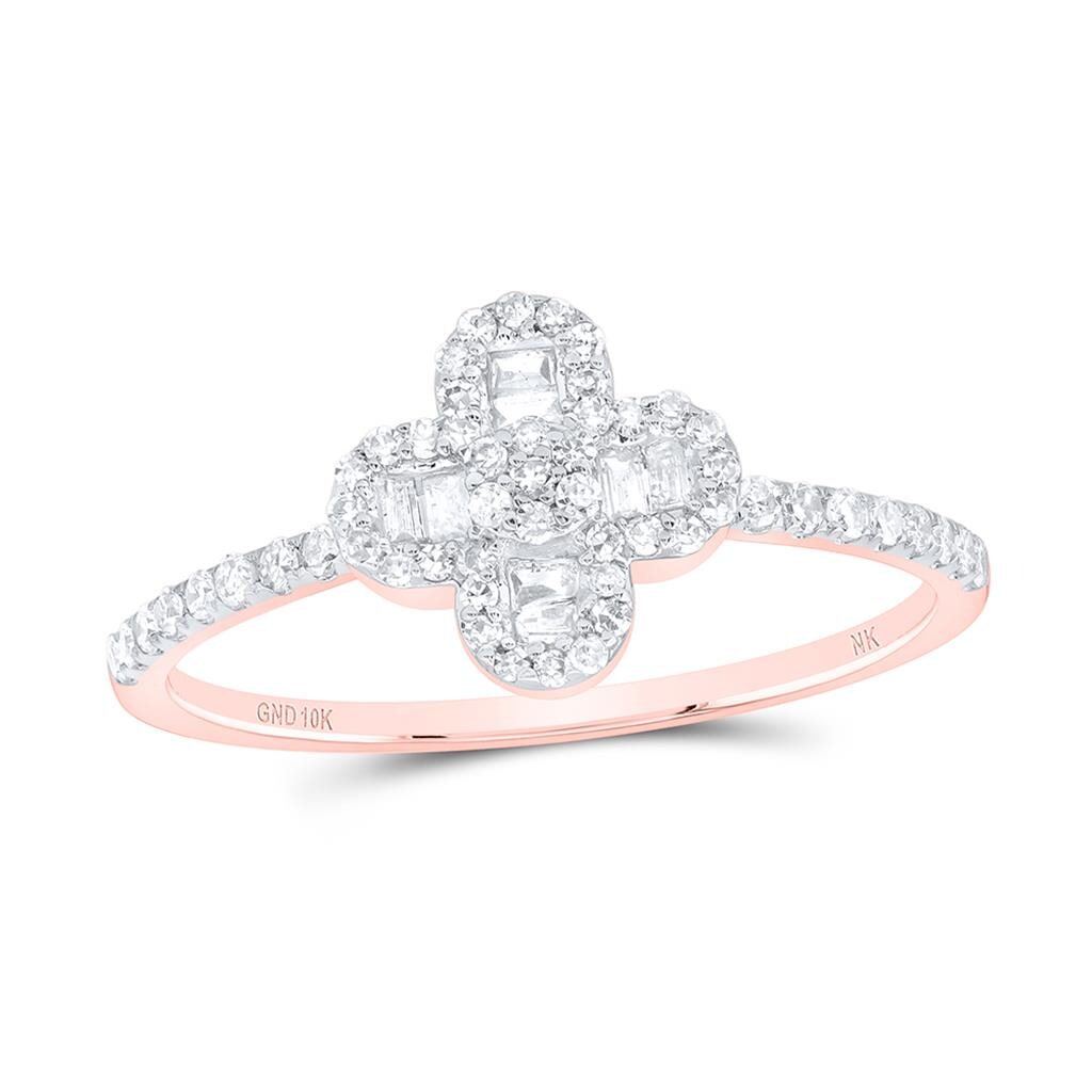 4 Leaf Clover Baguette Diamond Ring .33cttw 10K Gold