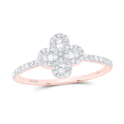 4 Leaf Clover Baguette Diamond Ring .33cttw 10K Gold