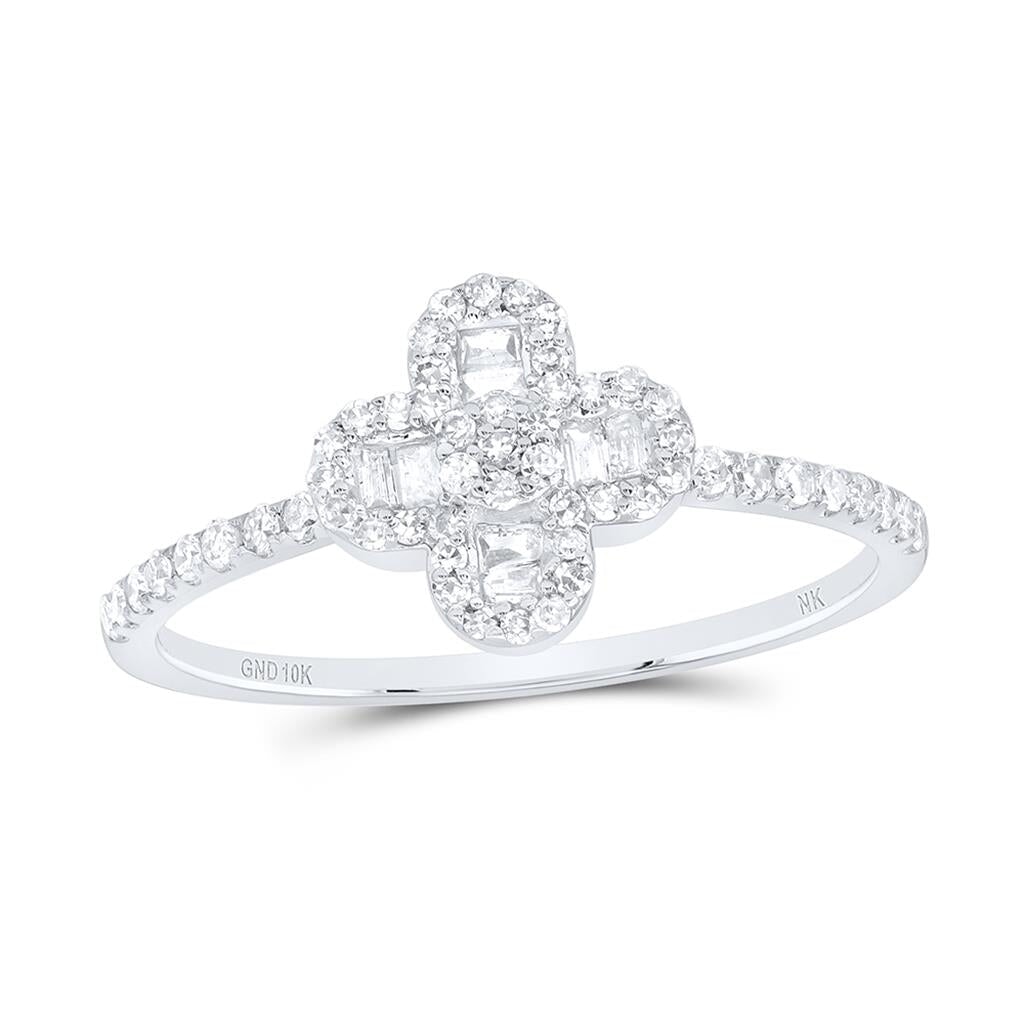 4 Leaf Clover Baguette Diamond Ring .33cttw 10K Gold