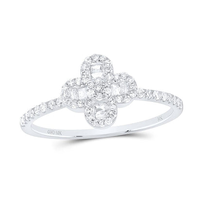4 Leaf Clover Baguette Diamond Ring .33cttw 10K Gold