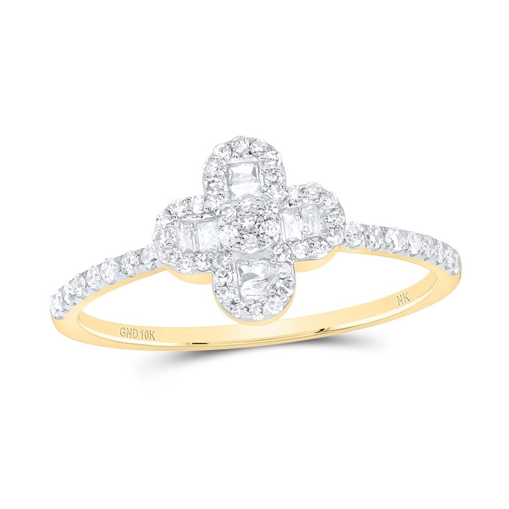 4 Leaf Clover Baguette Diamond Ring .33cttw 10K Gold