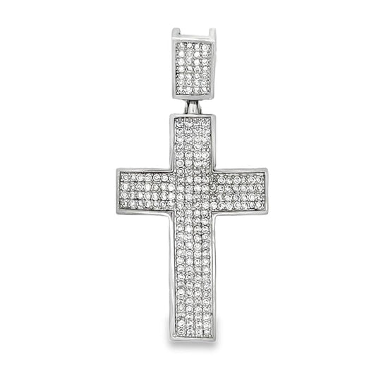 4 Row Cross Bling CZ Iced Out Pendant