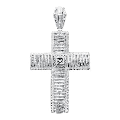 4.00 Carat Diamond Baguette Cross XL 10K White Gold