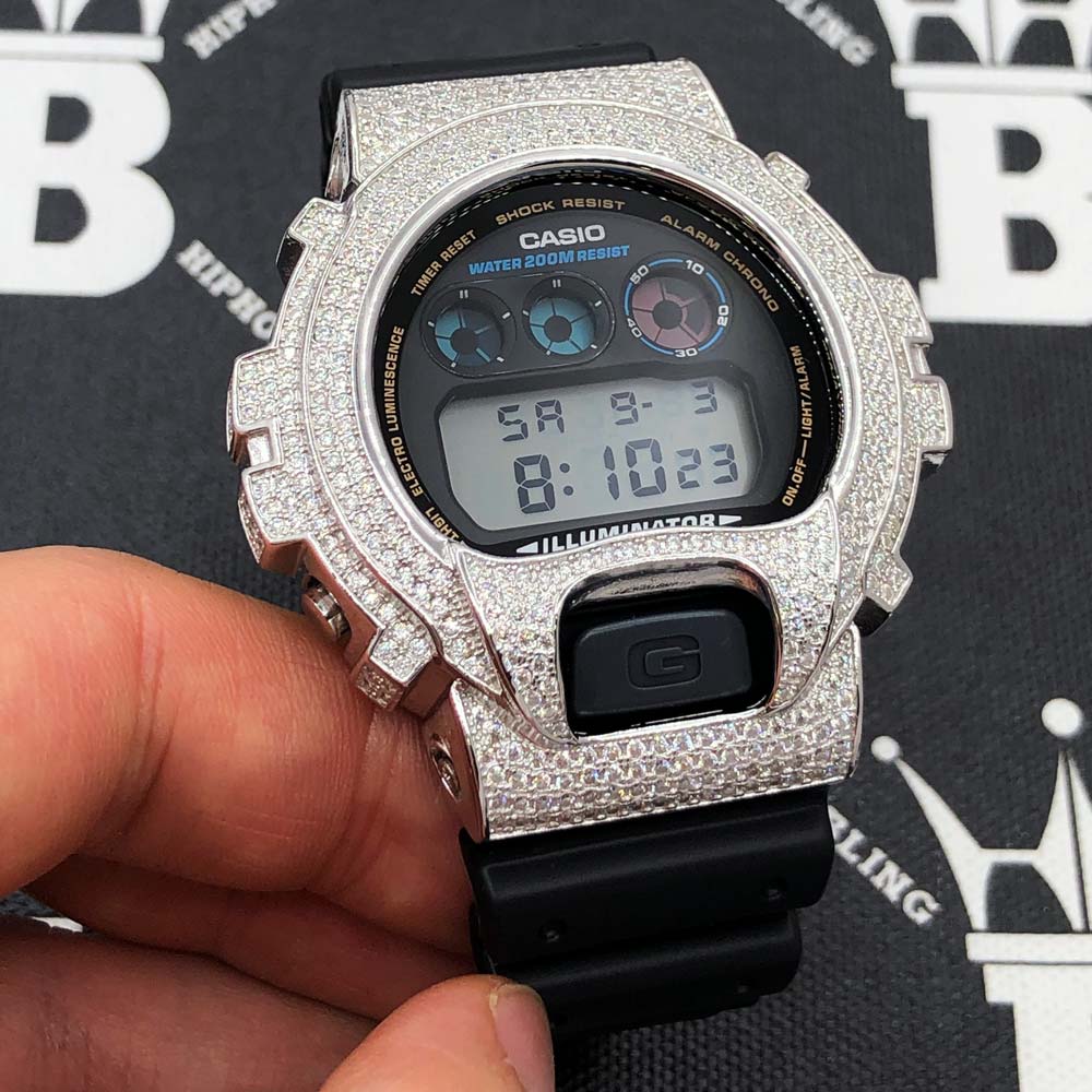 4.25 Carat Moissanite VVS Iced Out G Shock DW6900 Custom Watch
