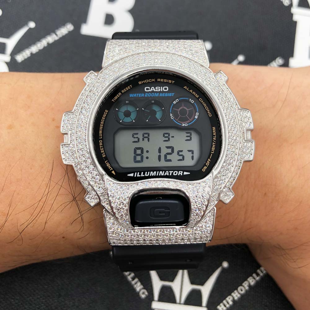 4.25 Carat Moissanite VVS Iced Out G Shock DW6900 Custom Watch