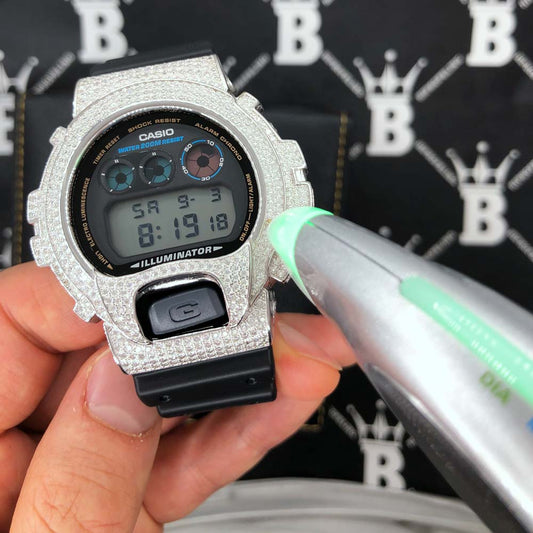 4.25 Carat Moissanite VVS Iced Out G Shock DW6900 Custom Watch