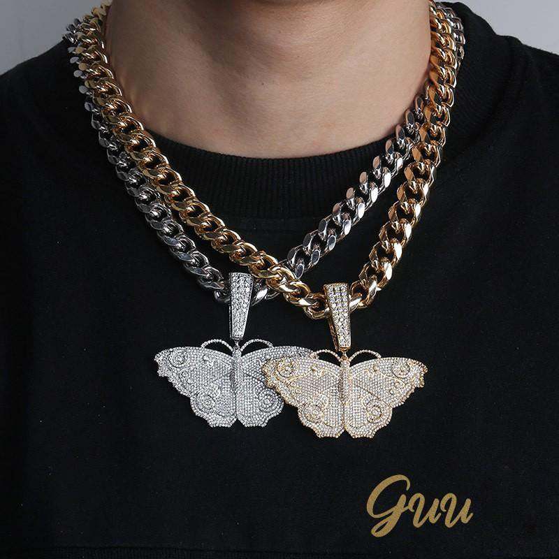 18K Gold-Plated Micro Inlay  AAA CZ Butterfly Pendant