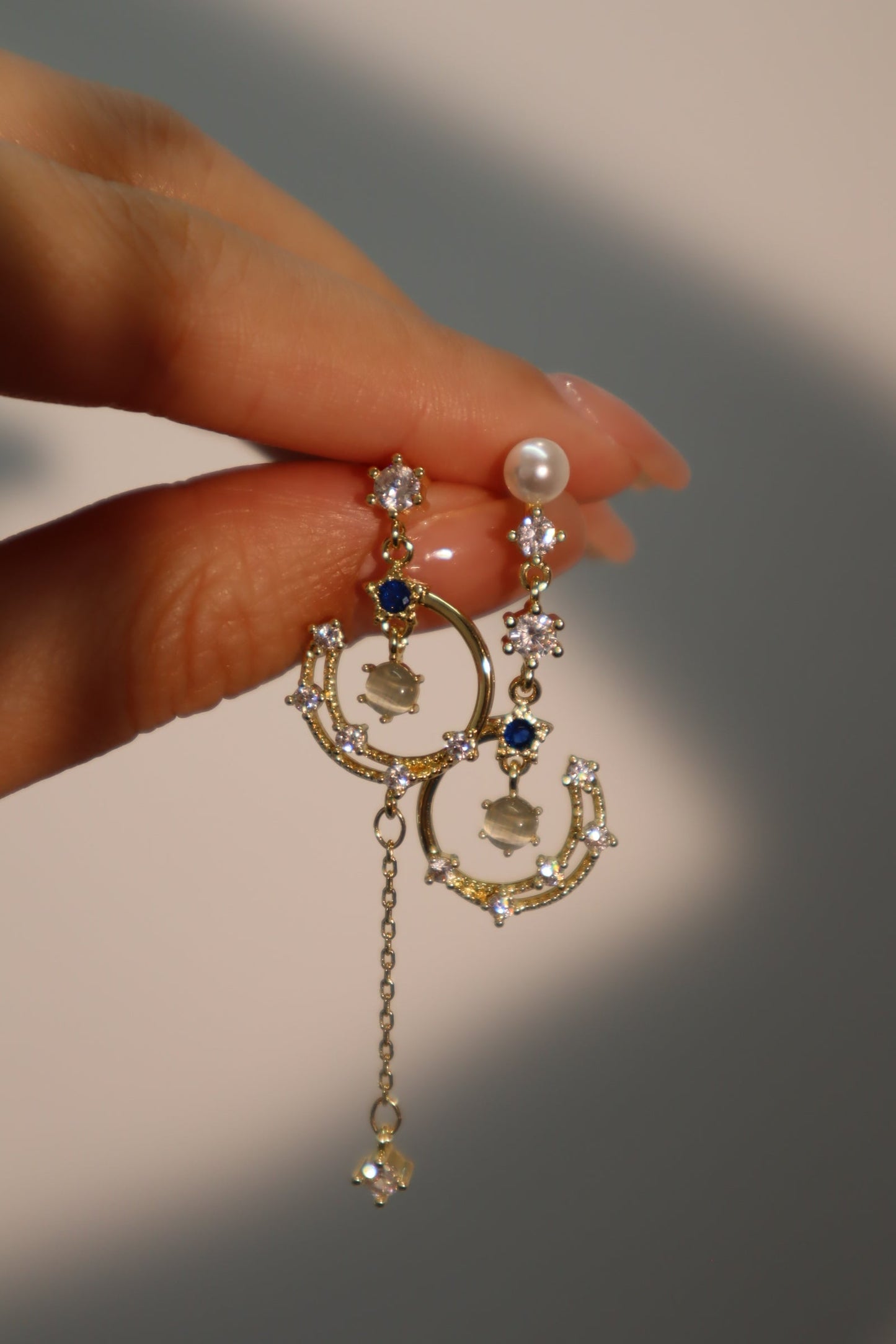 14K Real Gold Plated Moonlight Dangle Earrings