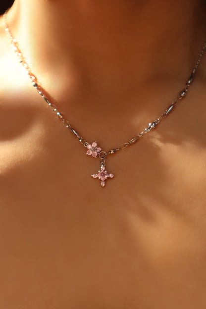 Palladium White Gold Plated Tourmaline Starlight Cross Necklace