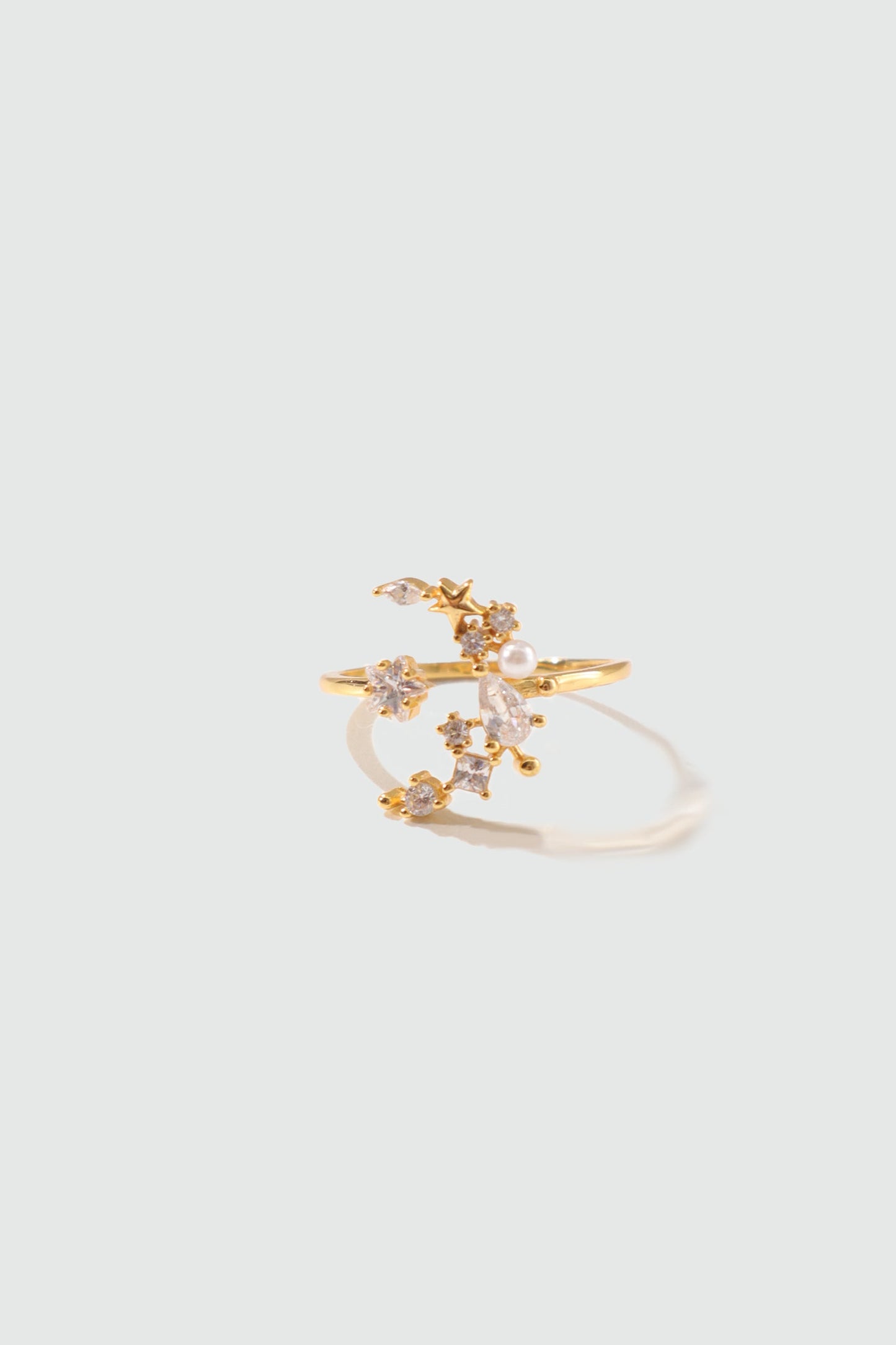 14K Real Gold Plated Moon Star Ring