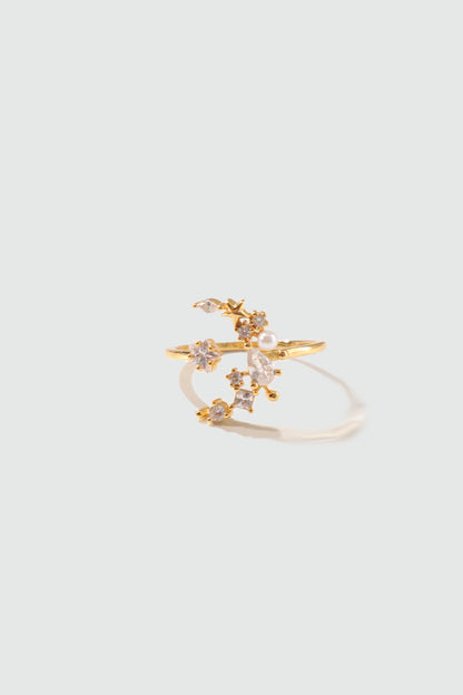 14K Real Gold Plated Moon Star Ring