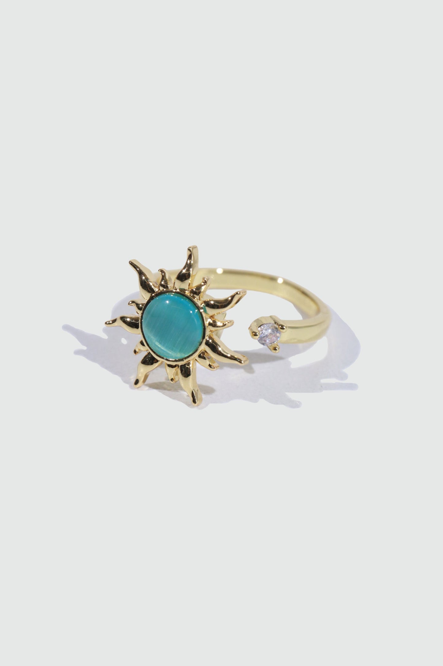 18K Gold Stainless Steel Spinning Blue Opal Ring