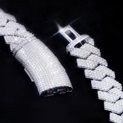 16MM 3-ROW CURVED CLASP PRONG CUBAN CHAIN