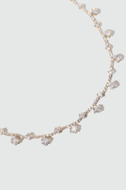 14K Real Gold Plated Multi Diamond Necklace