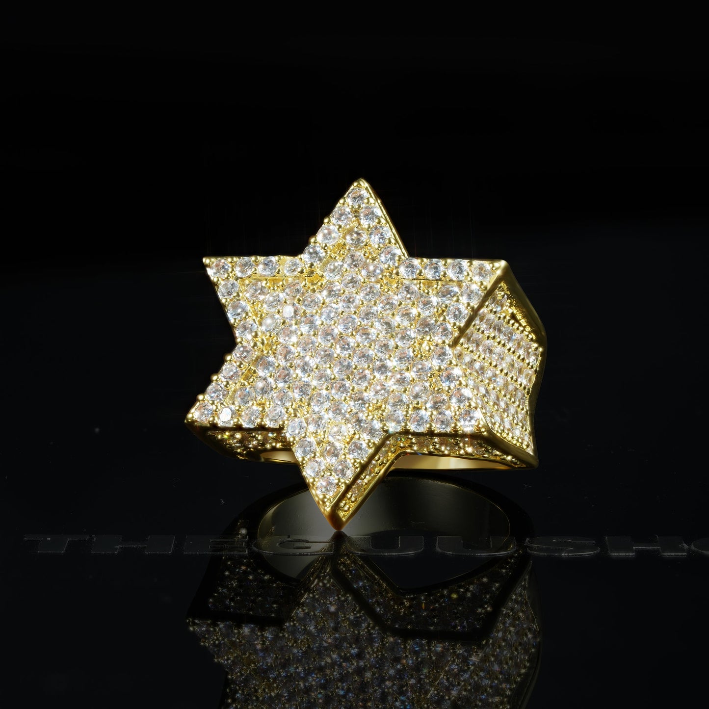 18K Gold-Plated Micro-inlay AAA CZ  Hexagon Franklin Ring
