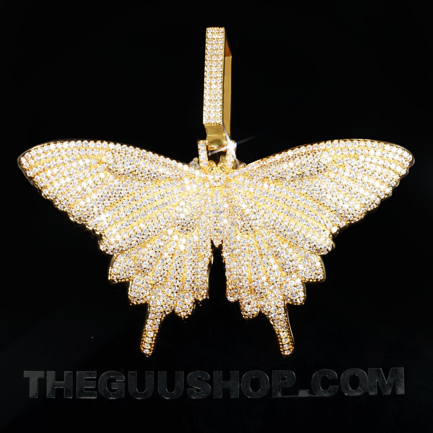 18K Gold-Plated Micro-inlay AAA CZ Butterfly Pendant Necklace