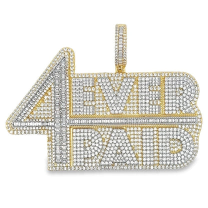 4EVER PAID Large Baguette 3 Tone CZ Iced Out Pendant