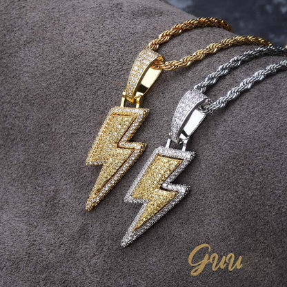 18K Gold-Plated CZ Iced Lightning Necklace