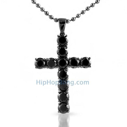 4mm Black CZ Diamond Bling Bling Cross