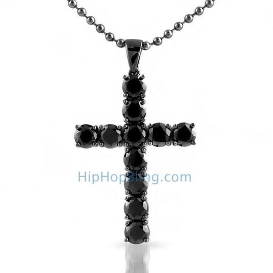 4mm Black CZ Diamond Bling Bling Cross