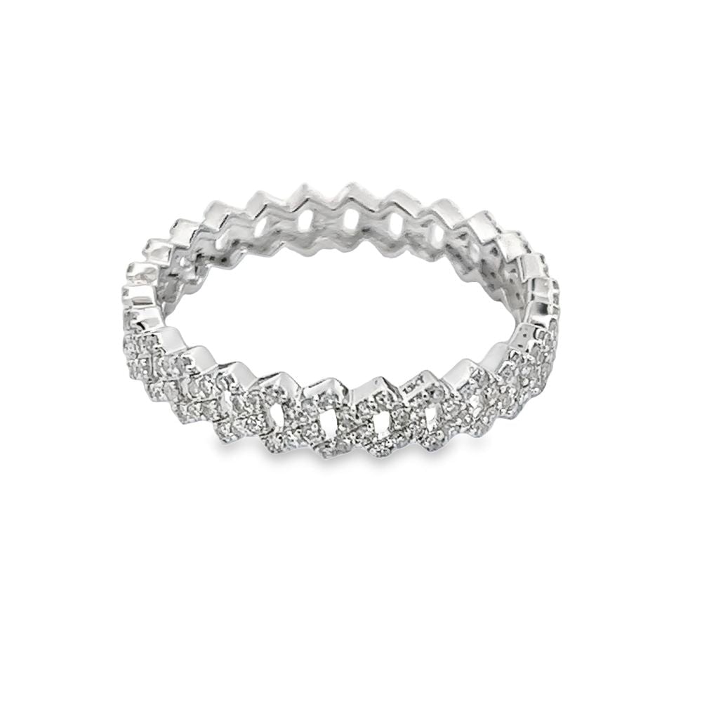 4MM Sharp Cuban Link .50cttw Diamond Ring 10K Gold