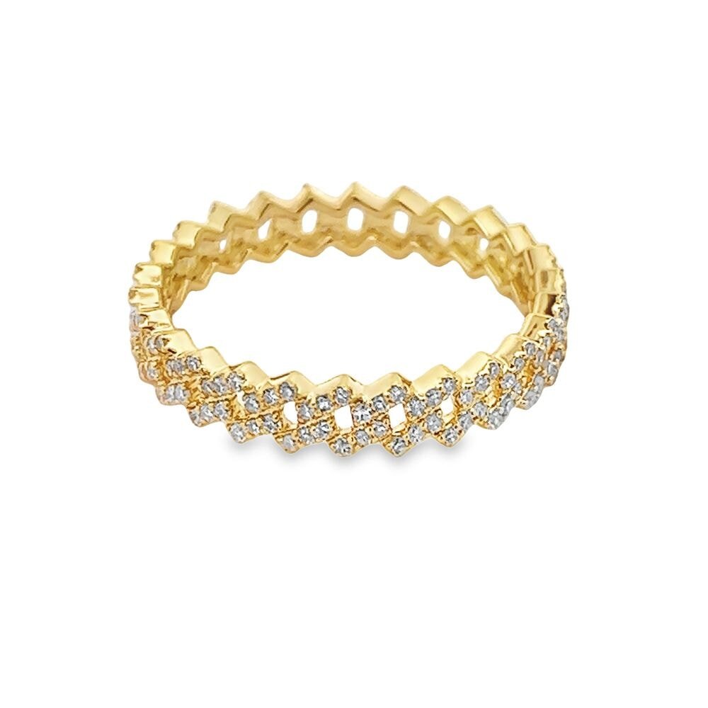 4MM Sharp Cuban Link .50cttw Diamond Ring 10K Gold