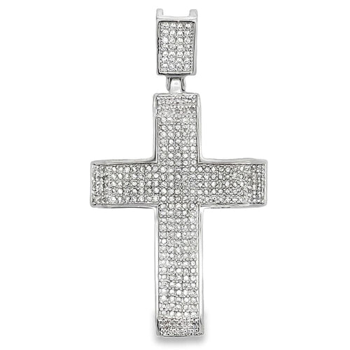 5 Row Cross Bling CZ Iced Out Pendant
