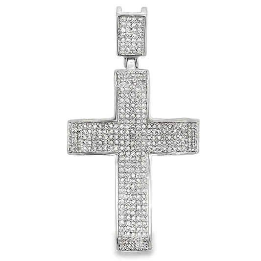 5 Row Cross Bling CZ Iced Out Pendant