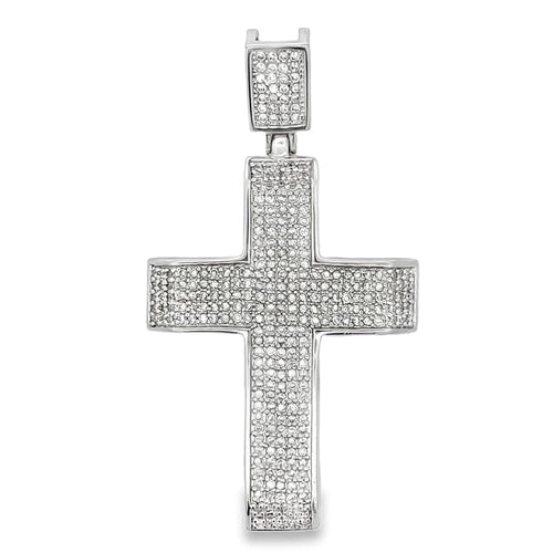 5 Row Cross CZ Iced Out Pendant