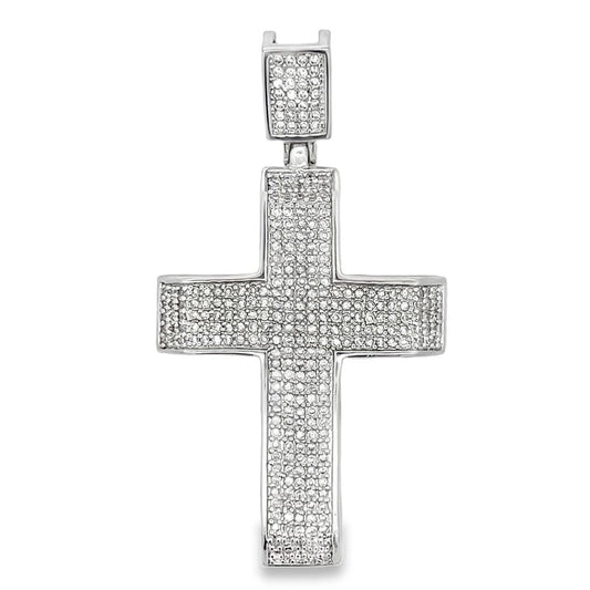 5 Row Cross CZ Iced Out Pendant