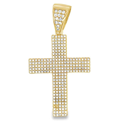 5 Row Cross Pave CZ Pendant .925 Sterling Silver