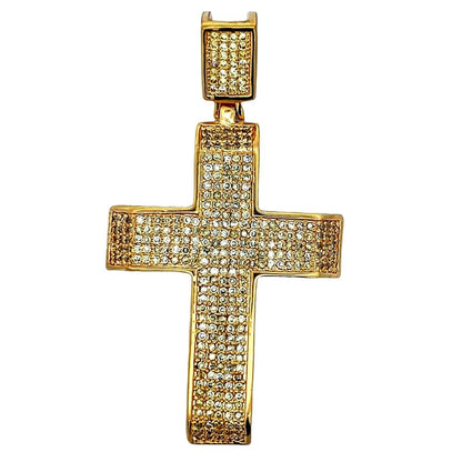 5 Row Tapered Cross CZ Iced Out Pendant
