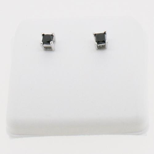 .50cttw Black Diamond Princess Cut Stud Earrings 10K White Gold