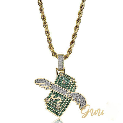 18K Gold-Plated AAA CZ Money Personality Pendant