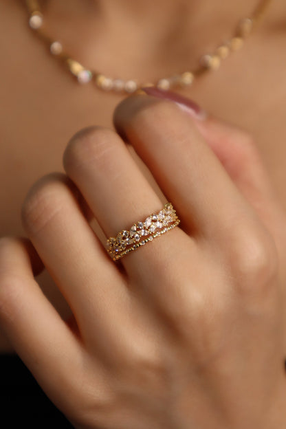 18K Real Gold Plated Thick Layers Diamond Ring