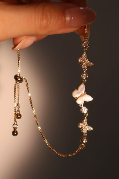 14K Real Gold Plated Natural Shell Butterfly Bracelet