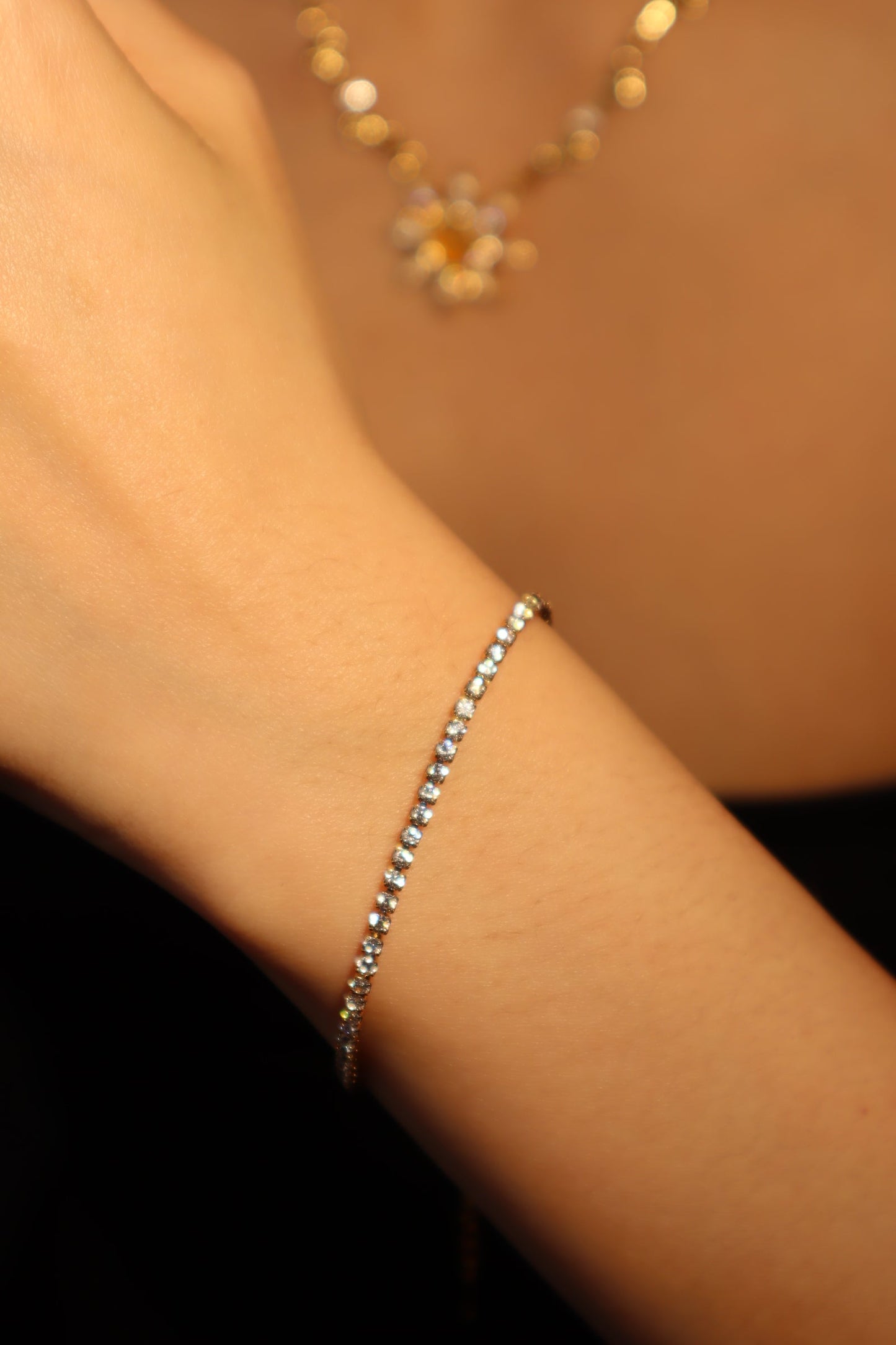 18K Gold Stainless Steel Multi Diamond Tennis Bracelet