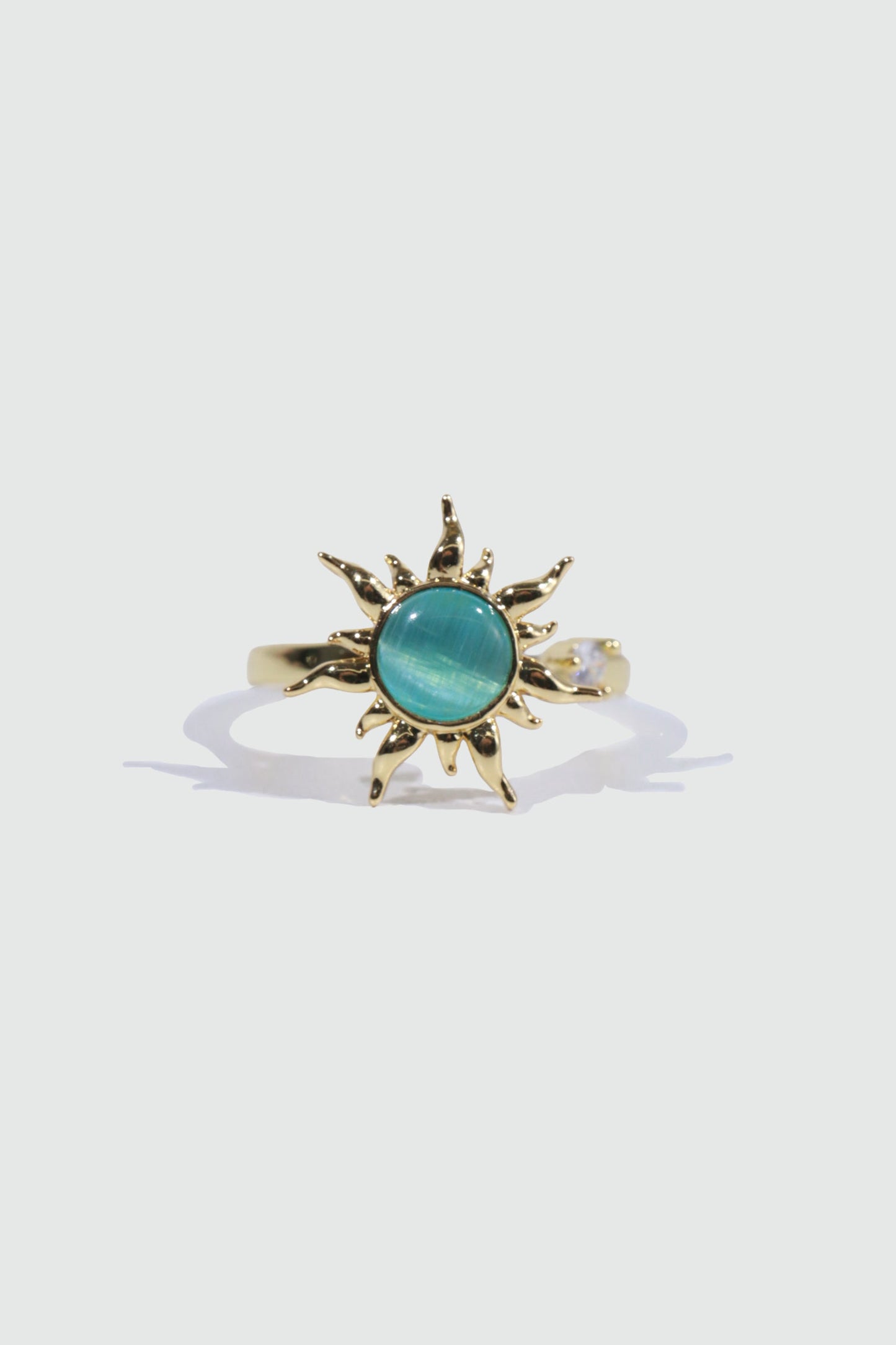 18K Gold Stainless Steel Spinning Blue Opal Ring