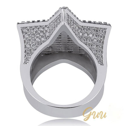 18K Gold-Plated Micro-inlay AAA CZ Pentagram Ring