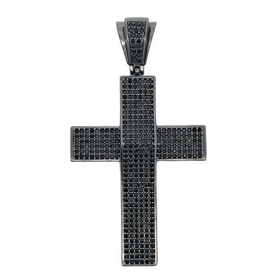 6 Row All Black CZ Cross Iced Out Pendant