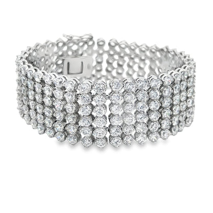 6 Row CZ Iced Out Bracelet .925 Sterling Silver