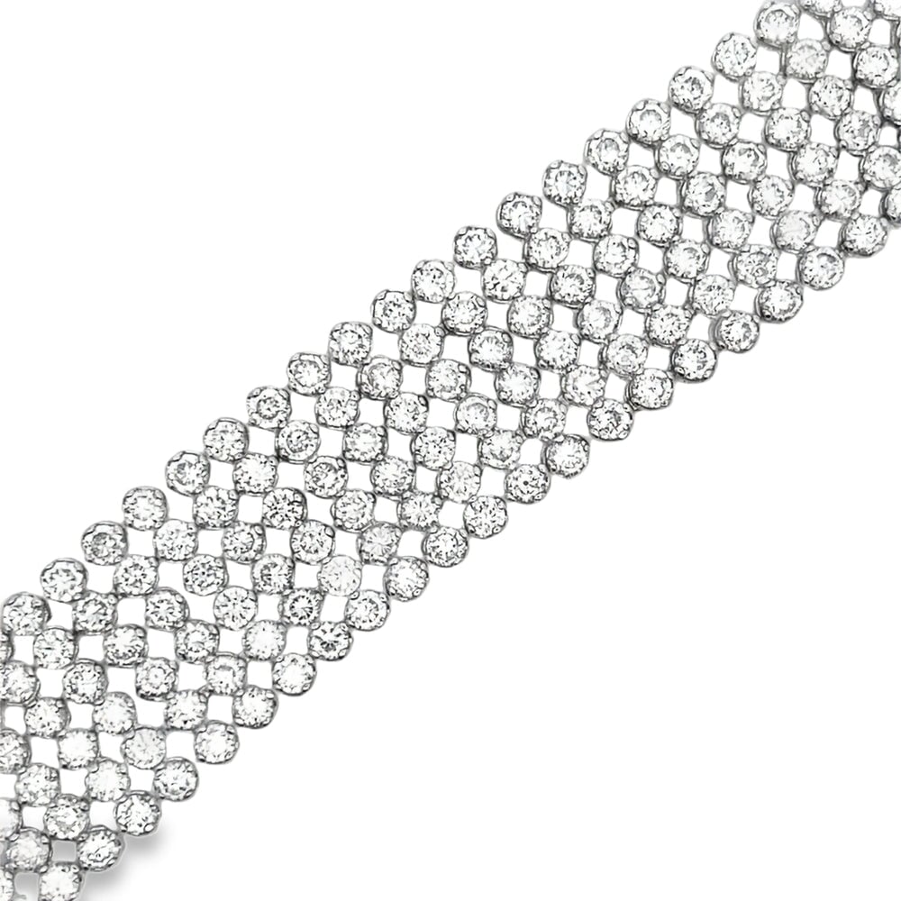 6 Row CZ Iced Out Bracelet .925 Sterling Silver