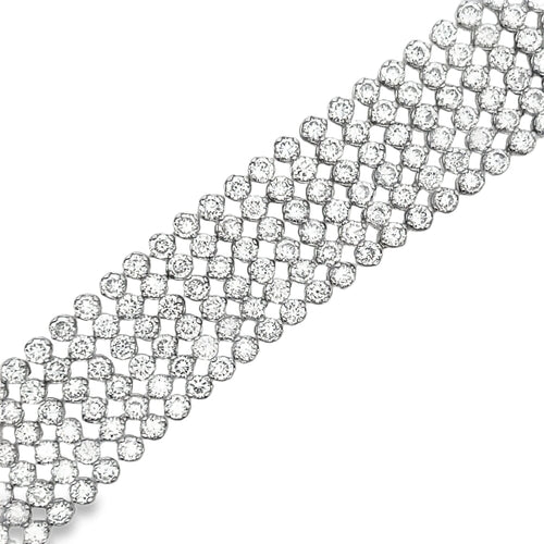 6 Row CZ Iced Out Bracelet .925 Sterling Silver